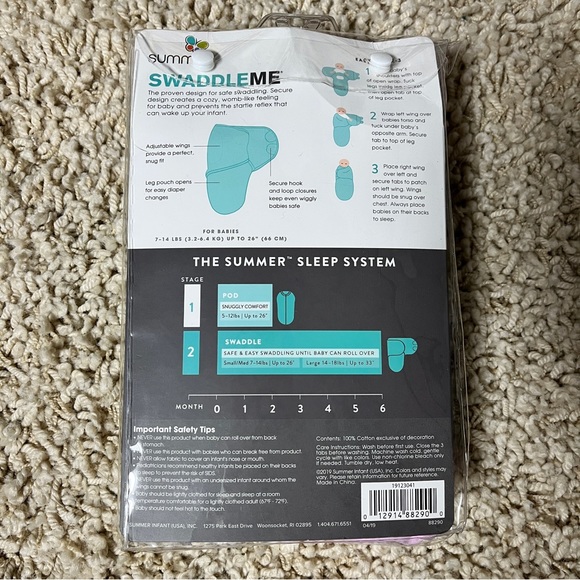 Summer Swaddleme Baby Wrap Small / Medium 0-3 Months 7-14 LBS • 2-Pack - Picture 2 of 5